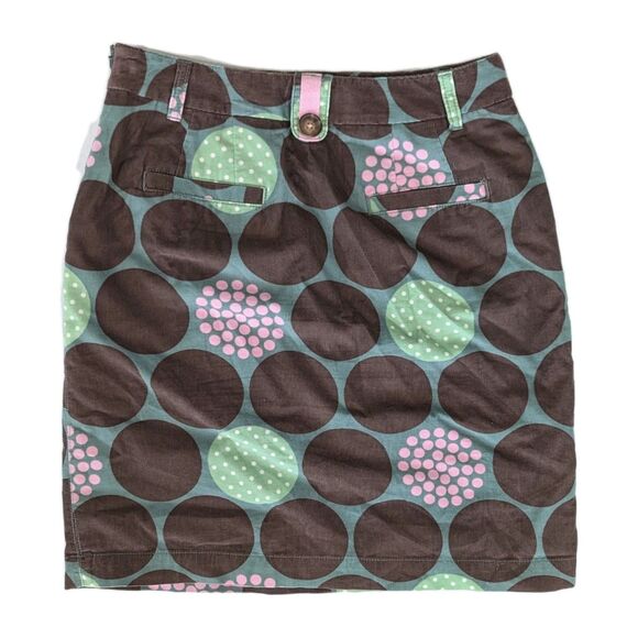 Boden Corduroy Mini Skirt Mint Green Brown Pink Polka Dot Pockets - Picture 3 of 9